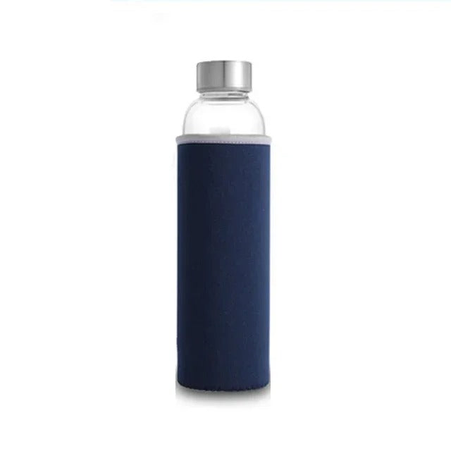 ClearSip™ – 550ml Glass Sports Water Bottle with Protective Sleeve