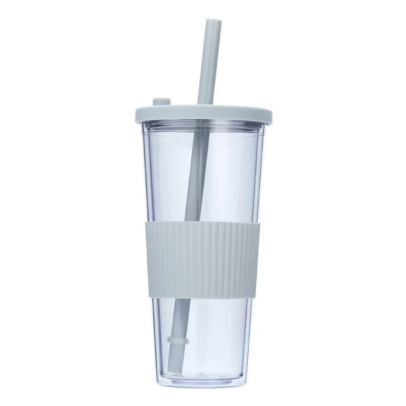 24oz Double Wall Reusable Boba Tumbler Cup – With Lid & Wide Straw