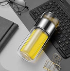 SteepEase™ – Double-Wall Glass Tea Infuser Bottle with Filter