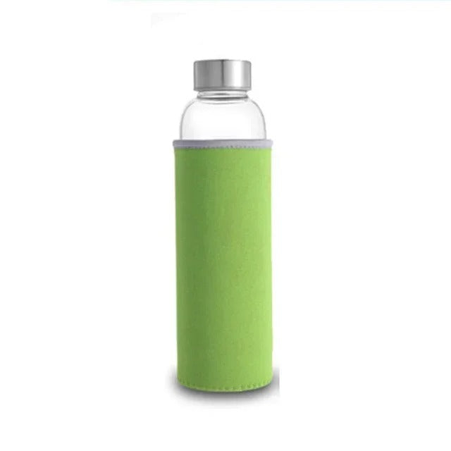 ClearSip™ – 550ml Glass Sports Water Bottle with Protective Sleeve
