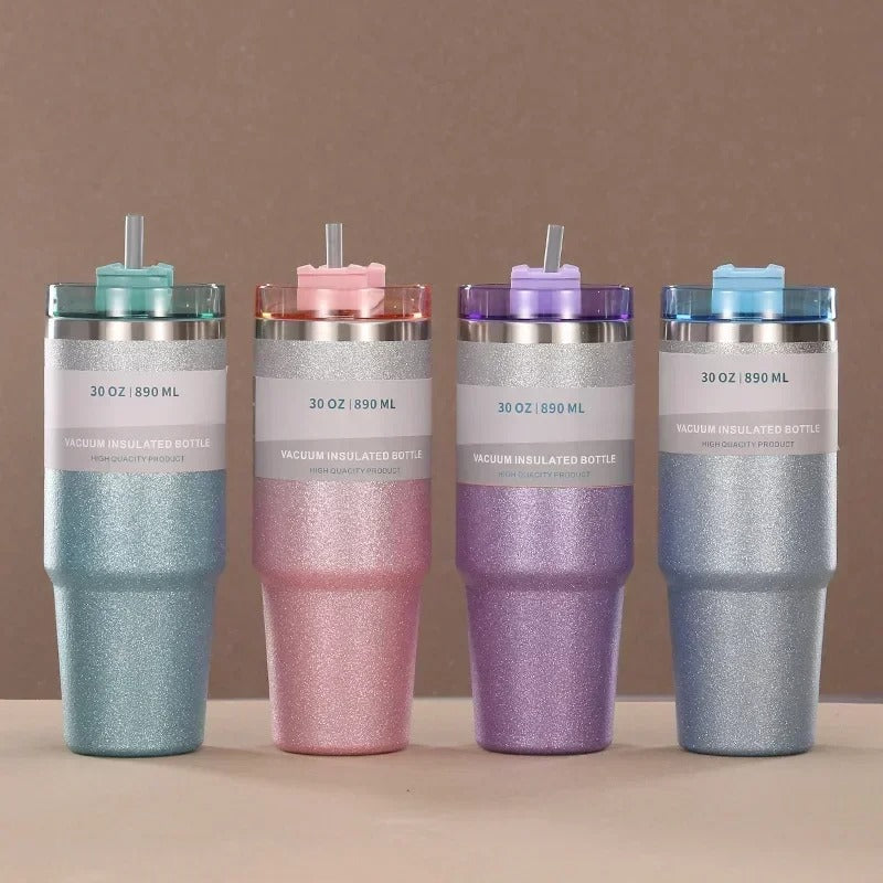 Stainless Steel Insulated Tumbler with Built-In Straw – Leakproof Travel Bottle