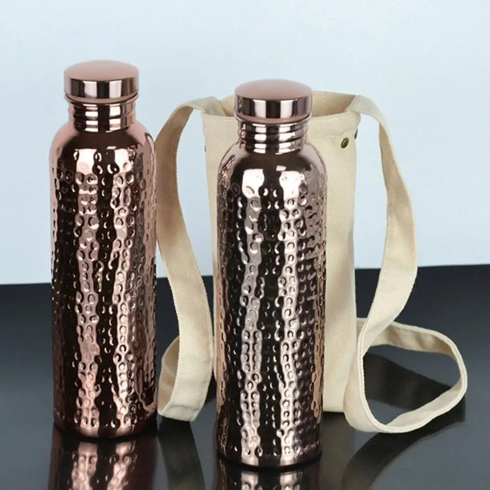 Hammered Copper Water Bottle – 800ml Leakproof Travel Flask