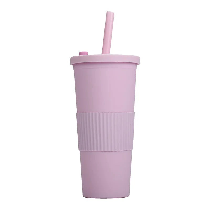 24oz Double Wall Reusable Boba Tumbler Cup – With Lid & Wide Straw