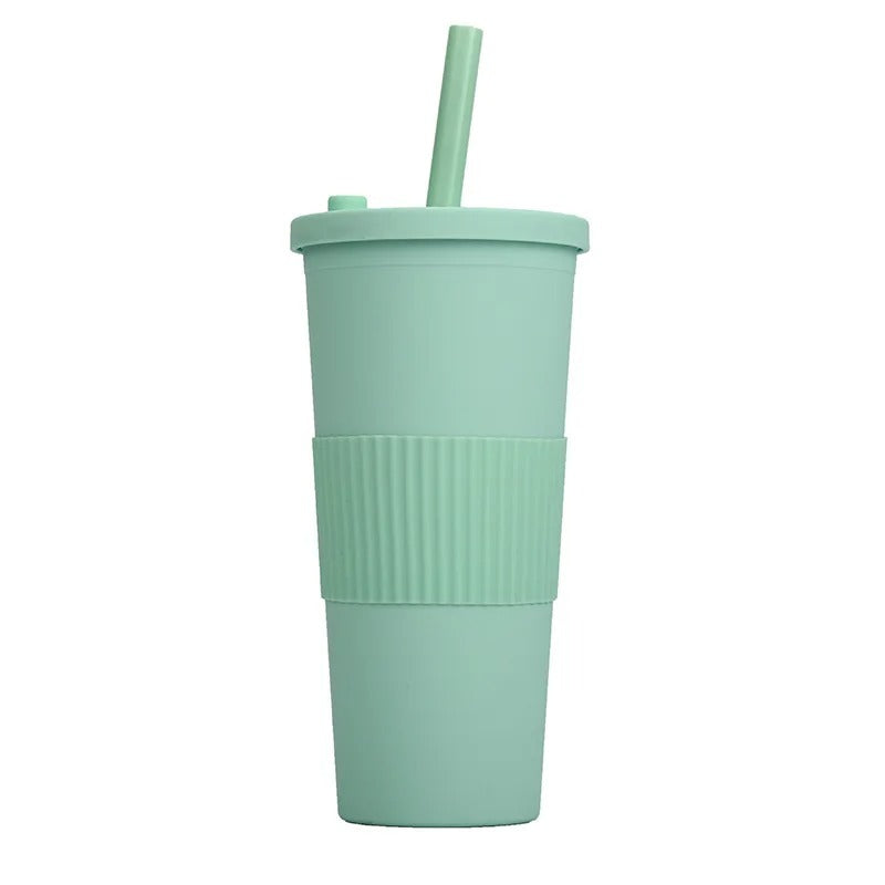 24oz Double Wall Reusable Boba Tumbler Cup – With Lid & Wide Straw