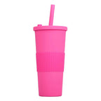 24oz Double Wall Reusable Boba Tumbler Cup – With Lid & Wide Straw