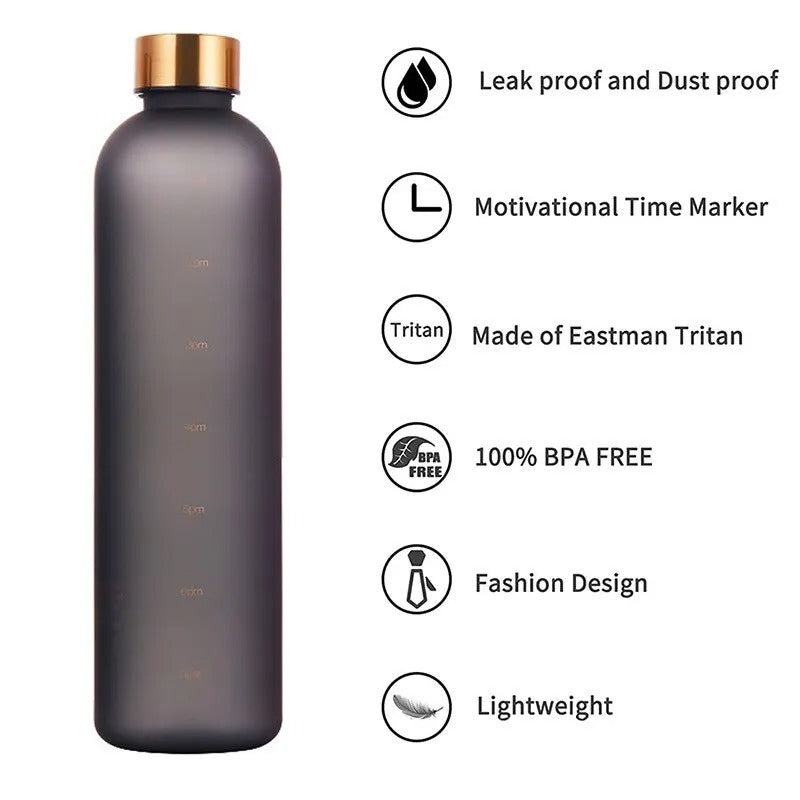 FlowTrack™ – 32oz Motivational Water Bottle with Time Marker