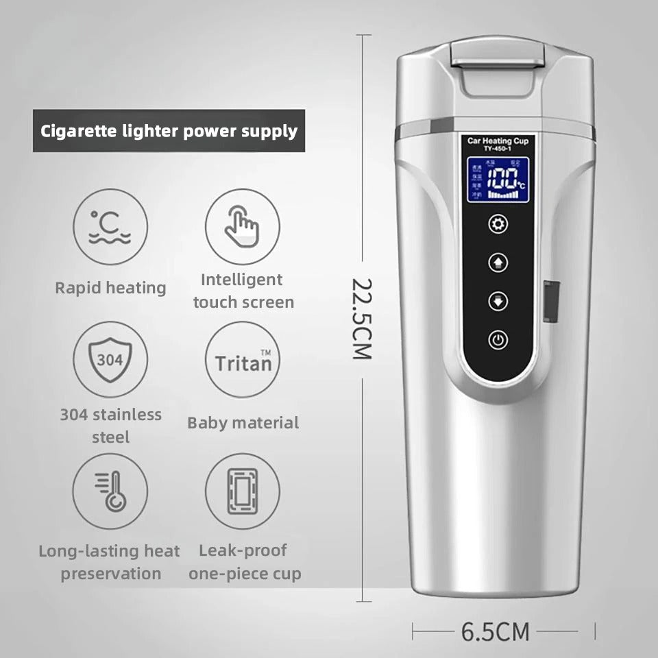 ThermoSmart™ – LCD Car Heating Mug with Temperature Control (12V/24V)
