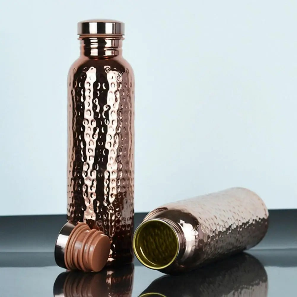 Hammered Copper Water Bottle – 800ml Leakproof Travel Flask