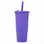 24oz Double Wall Reusable Boba Tumbler Cup – With Lid & Wide Straw