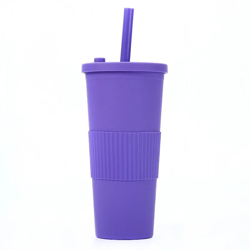 24oz Double Wall Reusable Boba Tumbler Cup – With Lid & Wide Straw