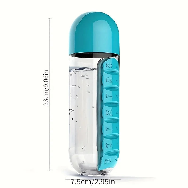 HydraMeds™ – 2-in-1 Water Bottle with Built-In Pill Organizer