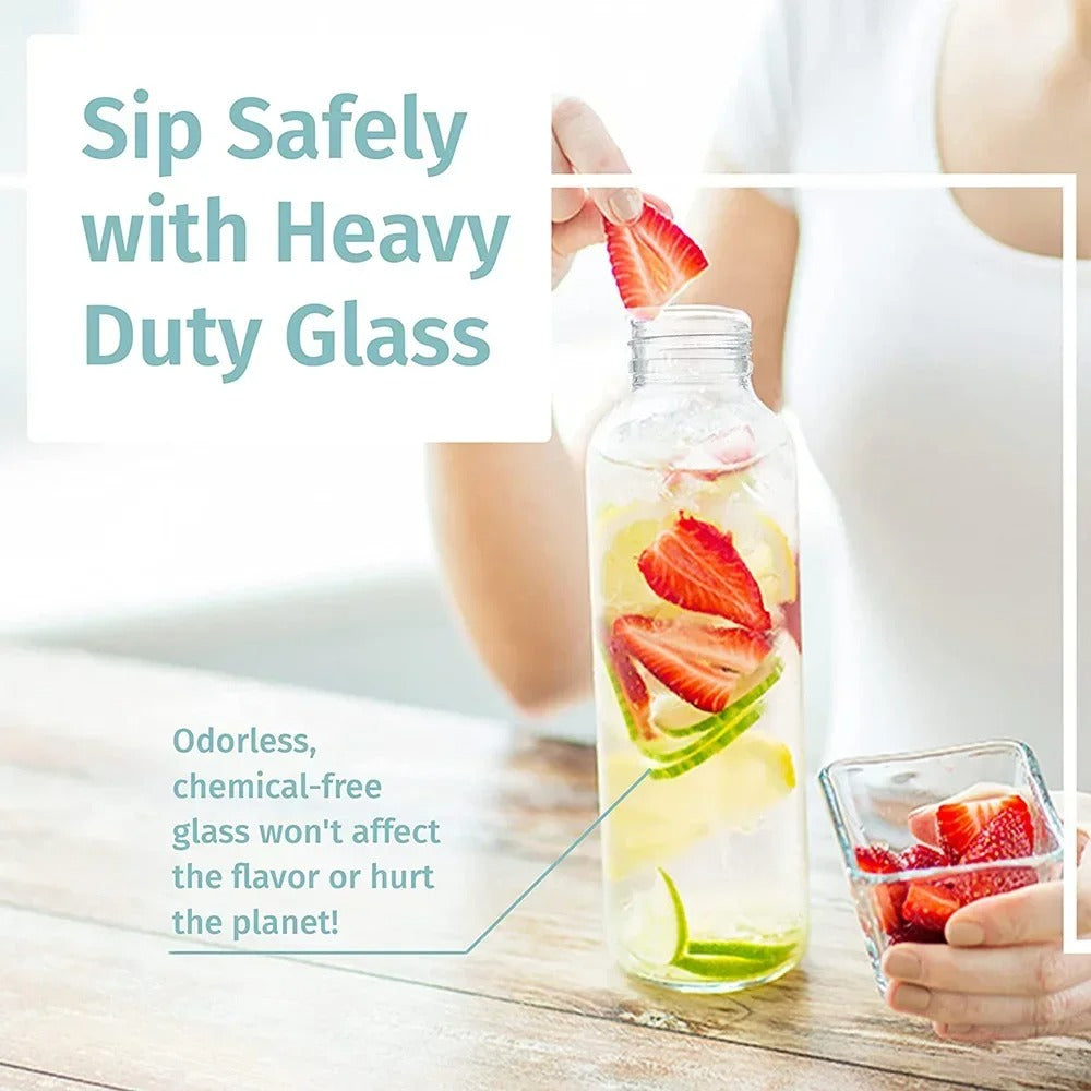 ClearSip™ – 550ml Glass Sports Water Bottle with Protective Sleeve