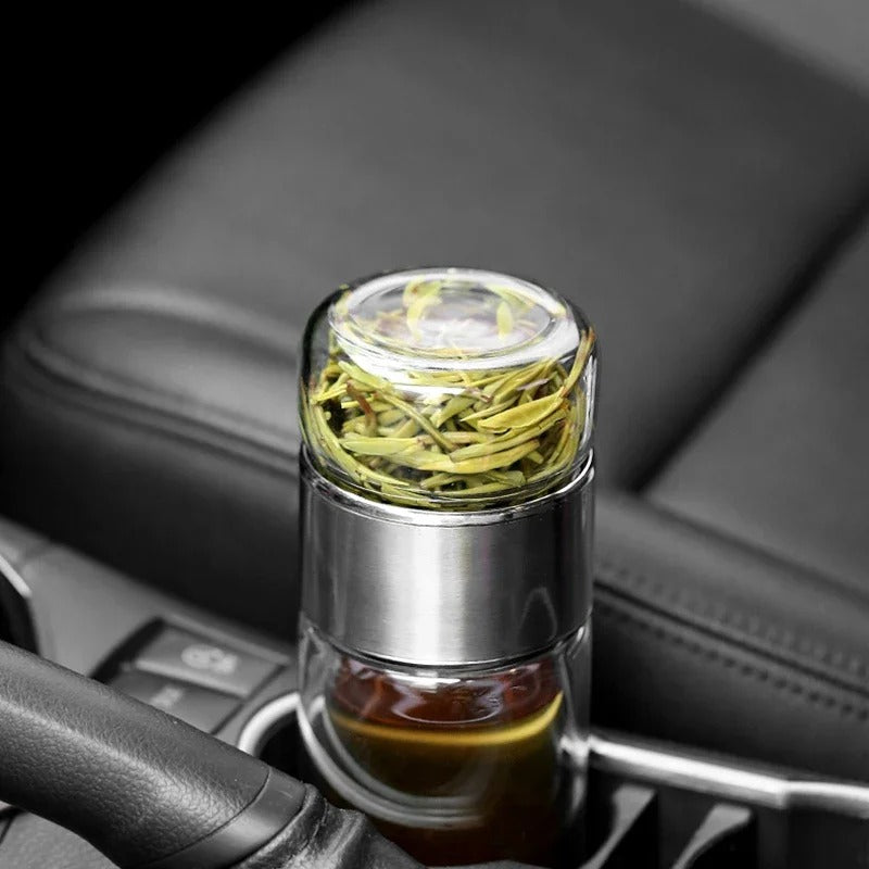 SteepEase™ – Double-Wall Glass Tea Infuser Bottle with Filter