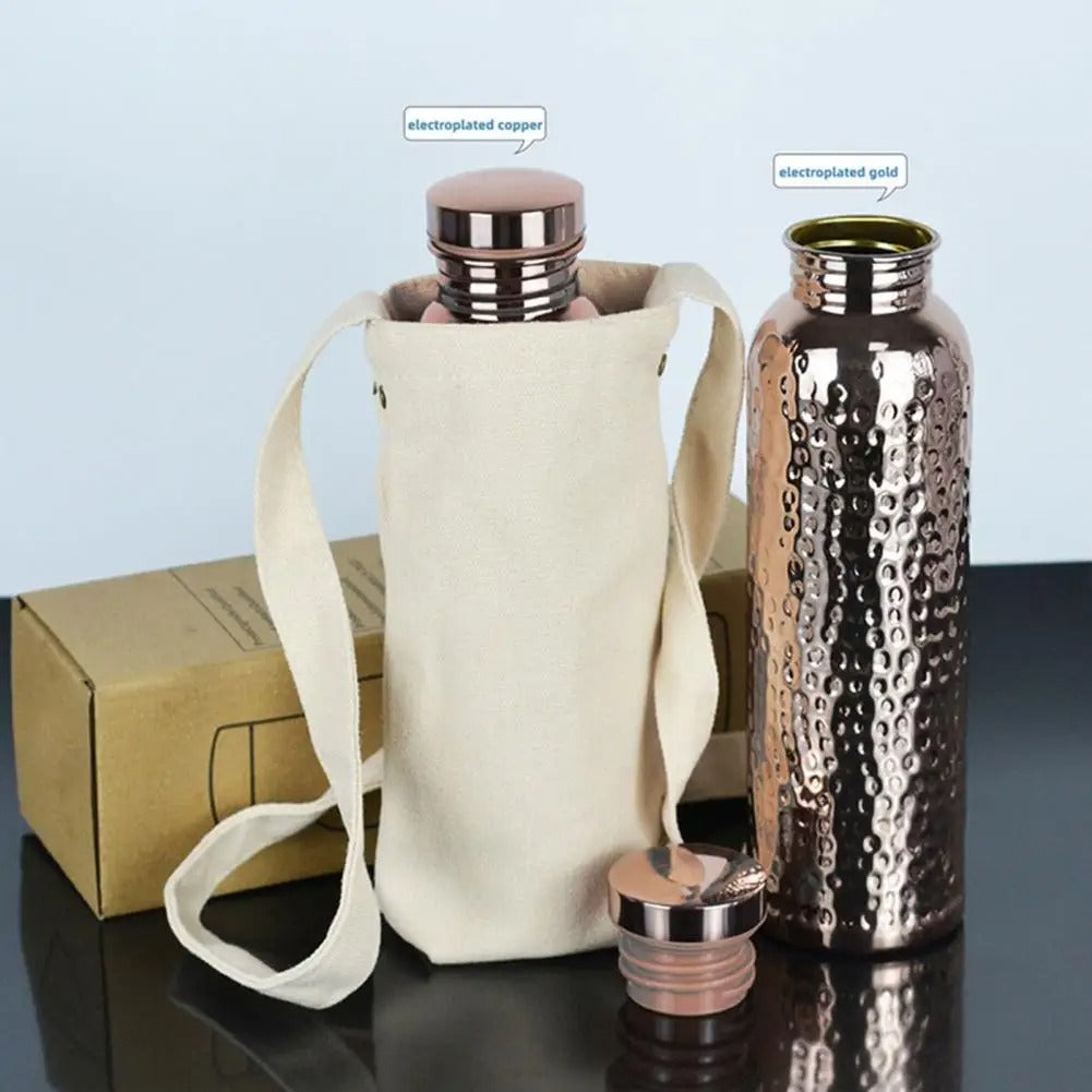 Hammered Copper Water Bottle – 800ml Leakproof Travel Flask