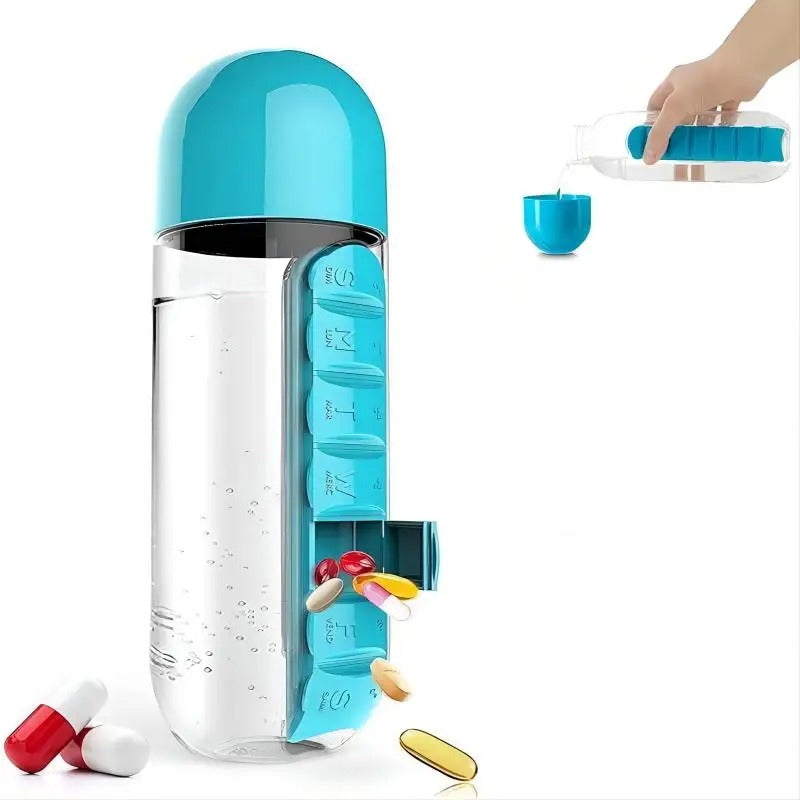 HydraMeds™ – 2-in-1 Water Bottle with Built-In Pill Organizer