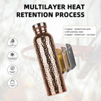 Hammered Copper Water Bottle – 800ml Leakproof Travel Flask