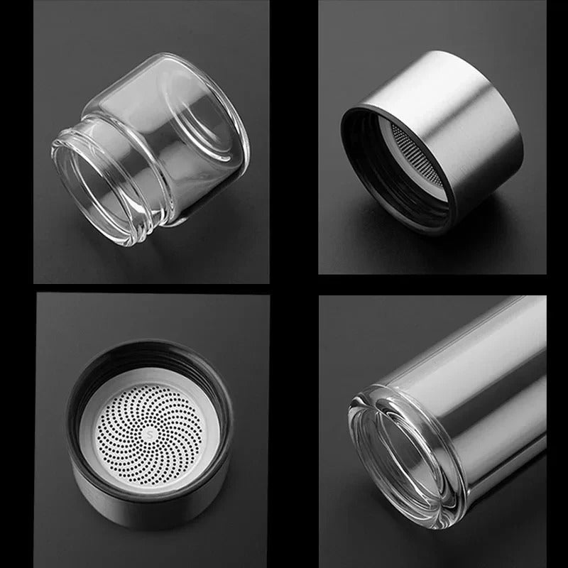 SteepEase™ – Double-Wall Glass Tea Infuser Bottle with Filter
