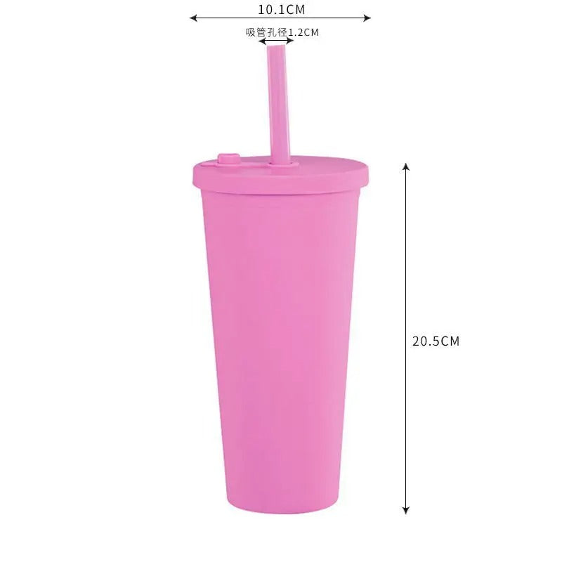 24oz Double Wall Reusable Boba Tumbler Cup – With Lid & Wide Straw