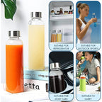 ClearSip™ – 550ml Glass Sports Water Bottle with Protective Sleeve
