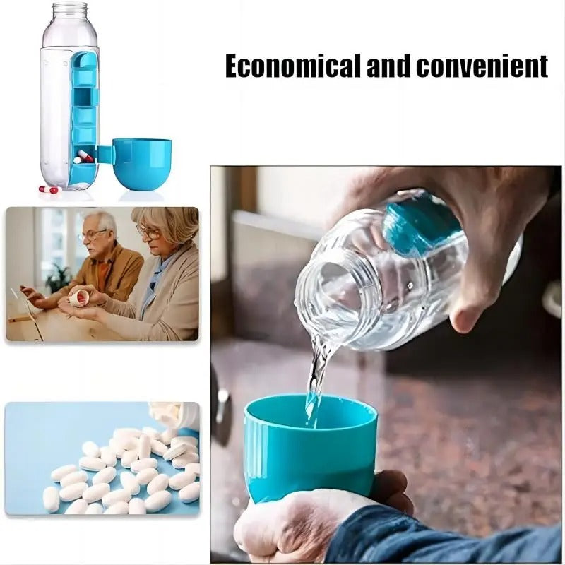 HydraMeds™ – 2-in-1 Water Bottle with Built-In Pill Organizer