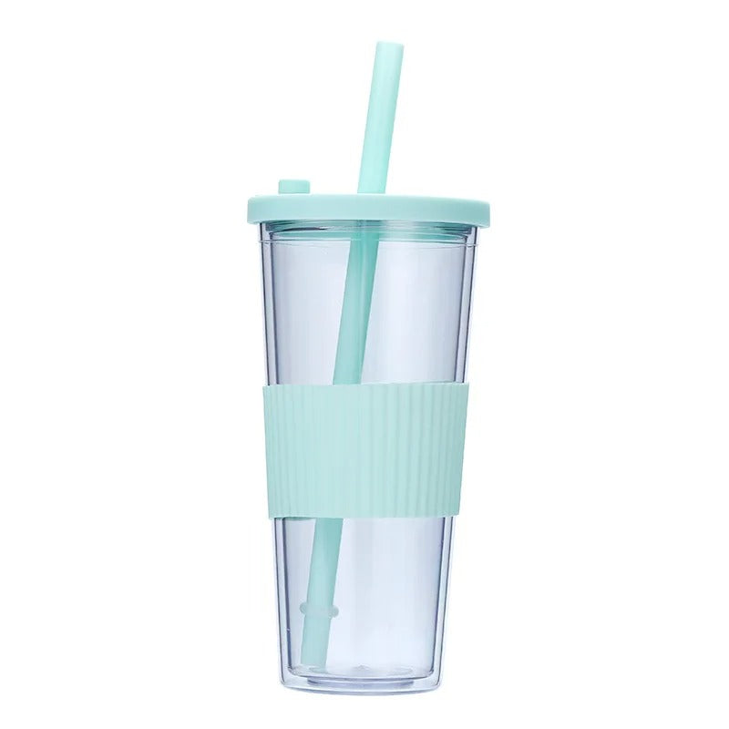 24oz Double Wall Reusable Boba Tumbler Cup – With Lid & Wide Straw