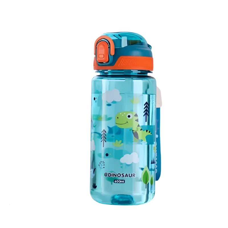 DinoSip – 600ml Dinosaur Water Bottle for Kids with Straw and Leakproof Lid