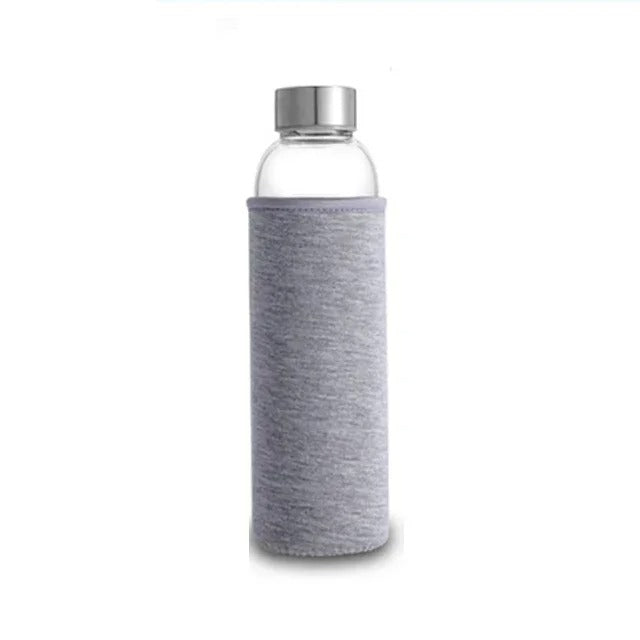 ClearSip™ – 550ml Glass Sports Water Bottle with Protective Sleeve