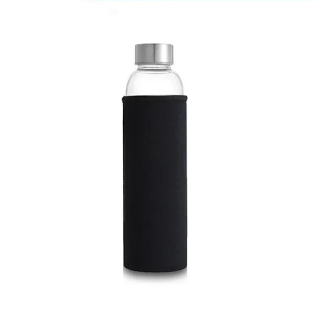 ClearSip™ – 550ml Glass Sports Water Bottle with Protective Sleeve